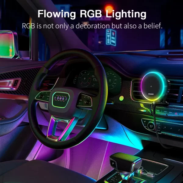 Suporte magnético para telefone para carro Essager RGB Qi 15W - Image 3