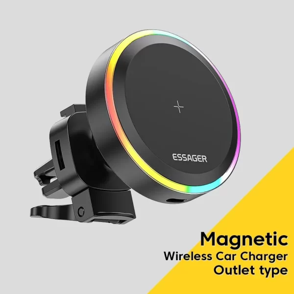 Suporte magnético para telefone para carro Essager RGB Qi 15W - Image 8