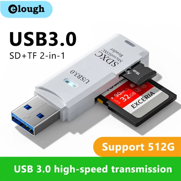 Leitor de cartão 2 em 1 usb 3.0